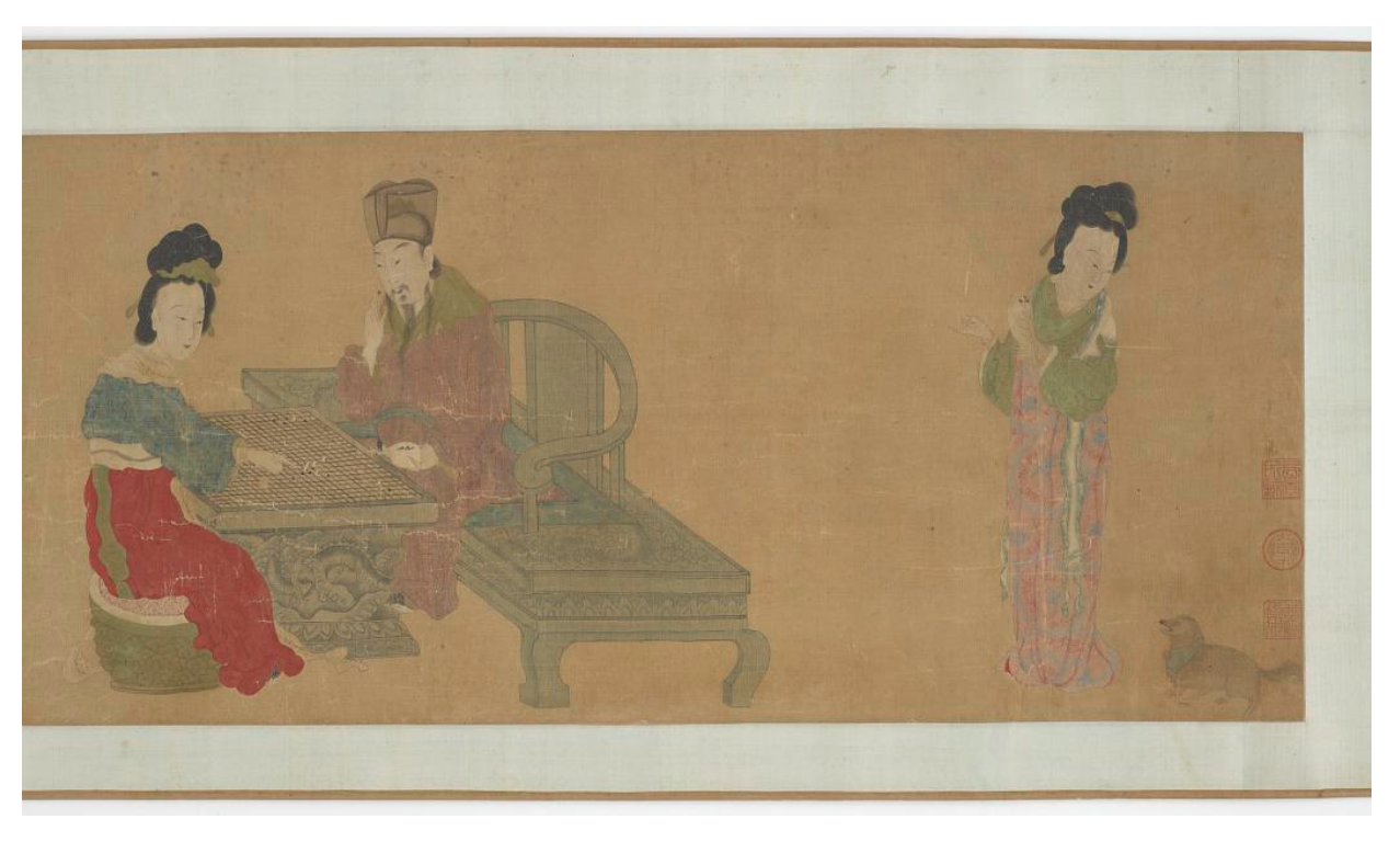 Historical painting of people playing Go